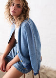 Kireina</p>Sabrina Bomber</p>(70's Blue with Check Stitch)