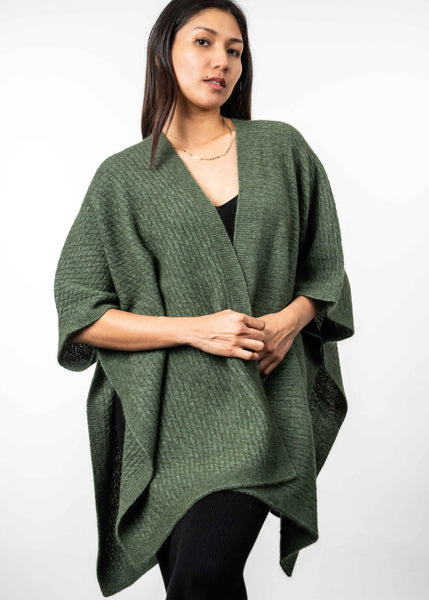 Koru</p>Zig Zag Textured Cape</p>(Moss)