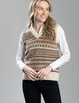 Harley Of Scotland</p>Fairisle V-neck Vest</p>(Cream)