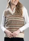 Harley Of Scotland</p>Fairisle V-neck Vest</p>(Cream)