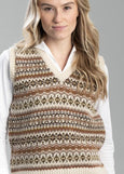 Harley Of Scotland</p>Fairisle V-neck Vest</p>(Cream)