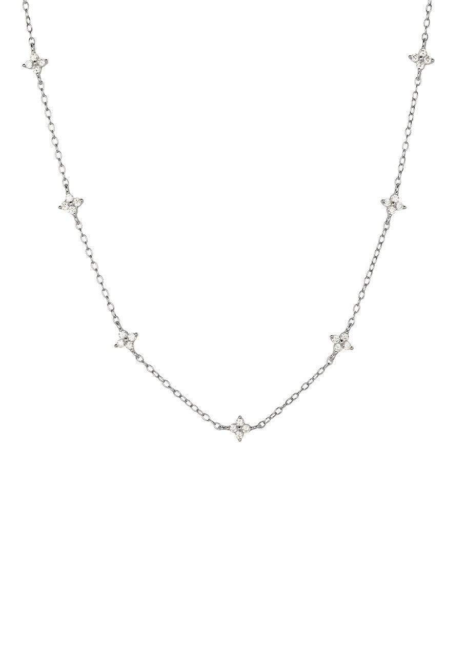 Mae</p>Petite Clear Flower Necklace</p>(Sterling Silver)