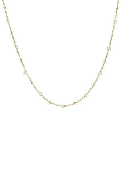 Mae</p>Petite Pearl Necklace</p>(Gold Plated Sterling Silver)