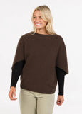 Native World</p>Split Sleeve Poncho</p>(Cocoa)