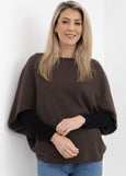 Native World</p>Split Sleeve Poncho</p>(Cocoa)