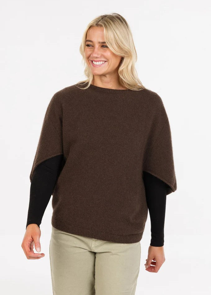 Native World</p>Split Sleeve Poncho</p>(Cocoa)