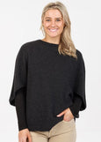 Native World</p>Split Sleeve Poncho</p>(Charcoal)