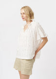 Kireina</p>Patricia Shirt</p>(White/White & GreenFlower)