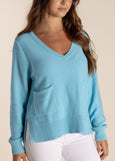 SALE  |  Two T's</p>V-neck Pocket FrontSweater</p>(Turquoise)