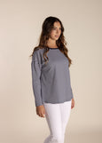 TWO-T's</p>Long Sleeve Stripe Top</p>(Navy/White)