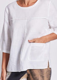 Mae</p>3/4 Sleeve Pocket Detail Top</p>(White)