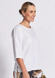 Mae</p>3/4 Sleeve Pocket Detail Top</p>(White)