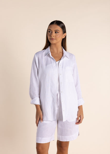 TWO-T's</p>Linen Shirt</p>(White)