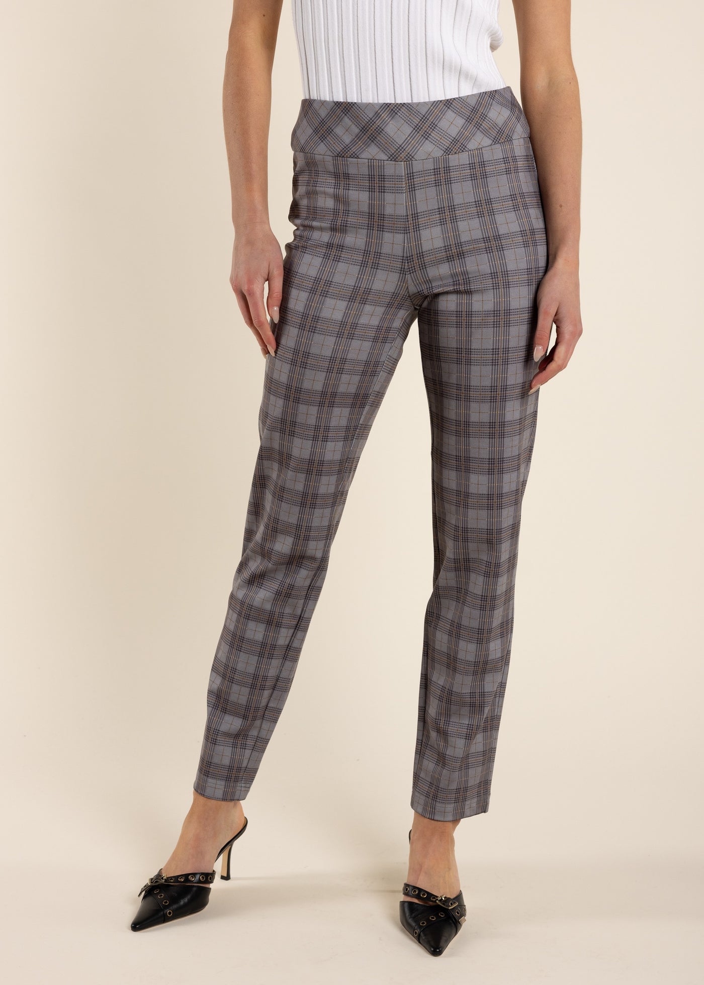 TWO-T's</p>Check Pull On Pant</p>(Clove Check)