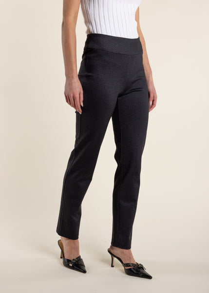 TWO-T's</p>Pull-on Slim Fit Pant</p>(Mini Check)