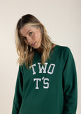 TWO-T's</p>College Embroidered Logo Sweat Shirt</p>(Forest)