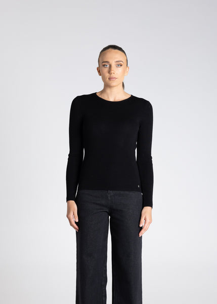TWO-T's</p>Crew Neck Merino Top</p>(Black)
