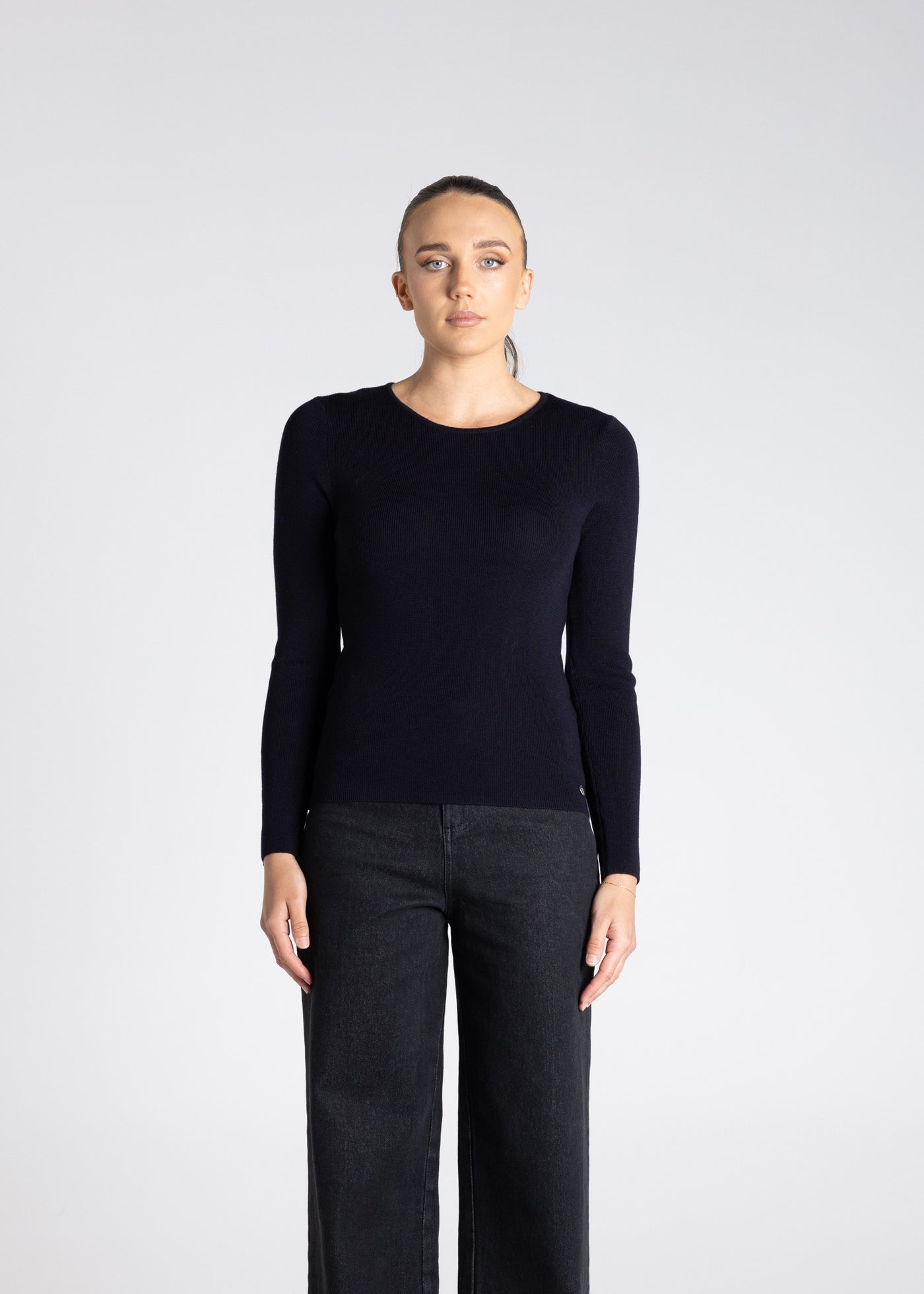 TWO-T's</p>Crew Neck Merino Top</p>(Ink)