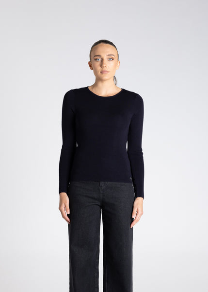 TWO-T's</p>Crew Neck Merino Top</p>(Ink)