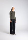 TWO-T's</p>Crew Neck Merino Top</p>(Khaki)
