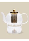 The Tea Collective</p>Glass & Gold Teapot Warmer
