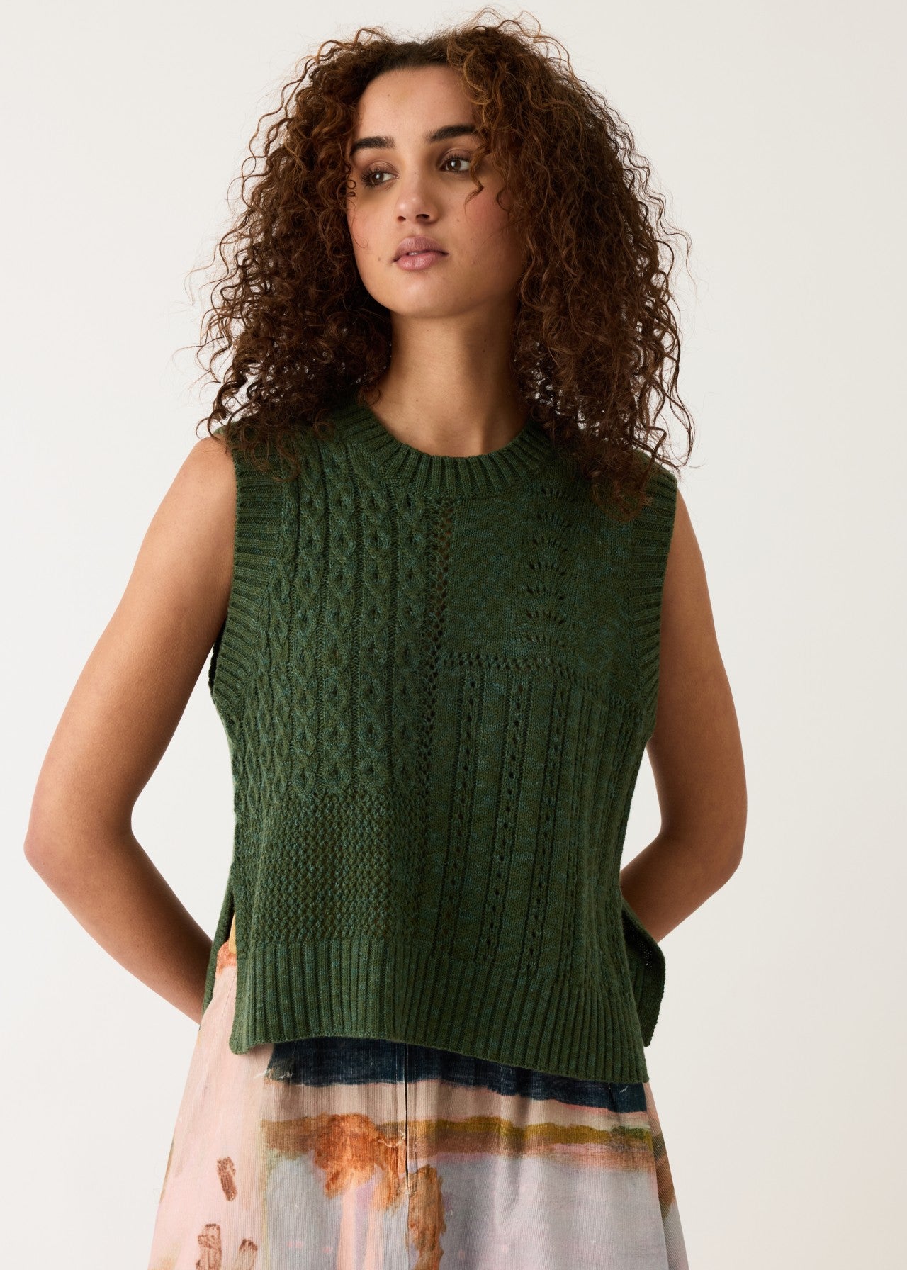 Nancybird</p>Billie Cable Vest</p>(Cypress Green)