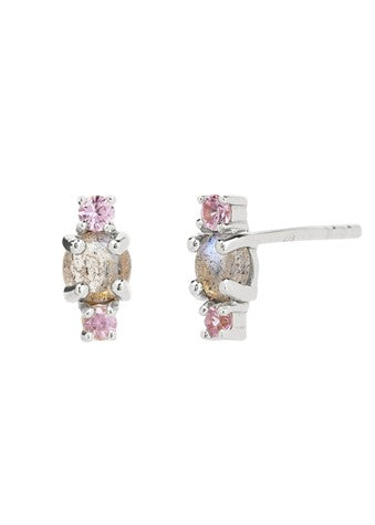 Mae</p>Petite Pink Sapphire Stud Earrings</p>(Sterling Silver)