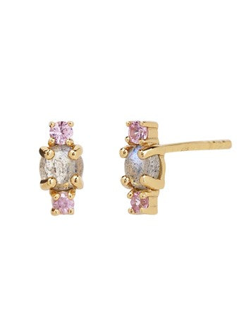 Mae</p>Petite Pink Sapphire Stud Earrings</p>(Gold Plated)