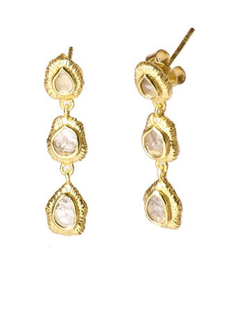 Mae</p>Polki Diamond Earring</p>(Gold Plated Sterling Silver)