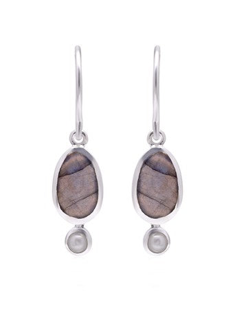 Mae</p>Labradorite Pearl Single Drop Earring</p>(Sterling Silver)