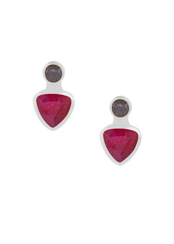 Mae</p>Ruby Stud Earring</p>(Sterling Silver)