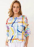 Kaleido by See Saw</p>Balloon Sleeve Top</p>(Confetti Stripe)