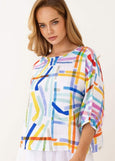 Kaleido by See Saw</p>Balloon Sleeve Top</p>(Confetti Stripe)