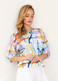 Kaleido by See Saw</p>Balloon Sleeve Top</p>(Confetti Stripe)