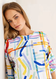 Kaleido by See Saw</p>Balloon Sleeve Top</p>(Confetti Stripe)