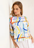 Kaleido by See Saw</p>Balloon Sleeve Top</p>(Confetti Stripe)
