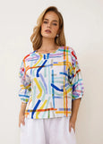 Kaleido by See Saw</p>Balloon Sleeve Top</p>(Confetti Stripe)