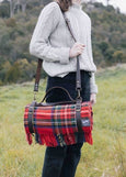 Waverley Mills</p>Leather Carrier With Shoulder Strap
