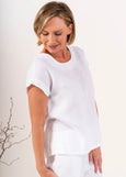 See Saw</p>Button Back Cap Sleeve Top</p>(White)