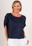 See Saw</p>Envelope Sleeve Top</p>(Navy)