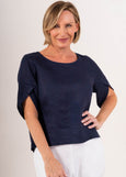 See Saw</p>Envelope Sleeve Top</p>(Navy)