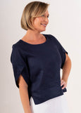 See Saw</p>Envelope Sleeve Top</p>(Navy)