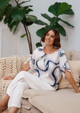 See Saw</p>Envelope Sleeve Top</p>(Riverstone Print)