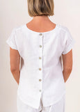 See Saw</p>Button Back Cap Sleeve Top</p>(White)