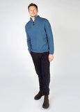 SALE  |  IrelandsEye</p>Diamond Troyer Sweater</p>(Harbour Blue)
